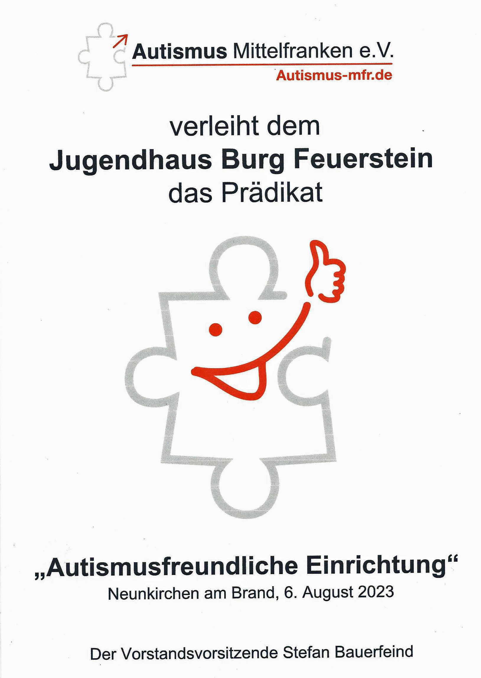 Auszeichung Autismusfreundliche Einrichtung