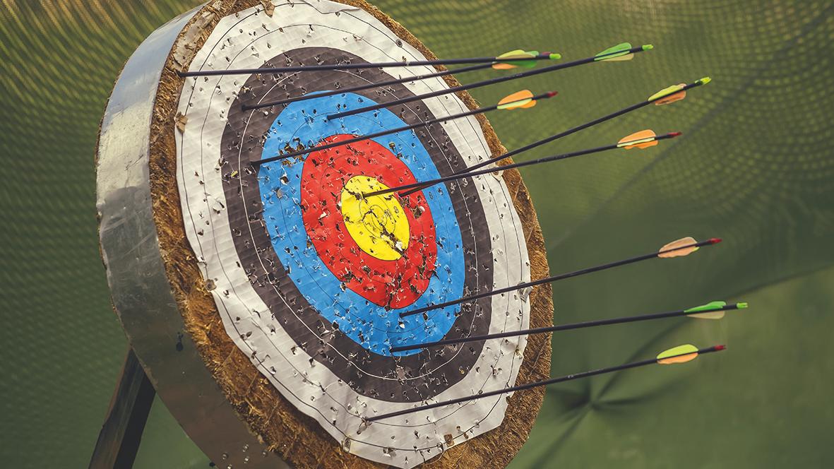 Zielscheibe mit Pfeilen