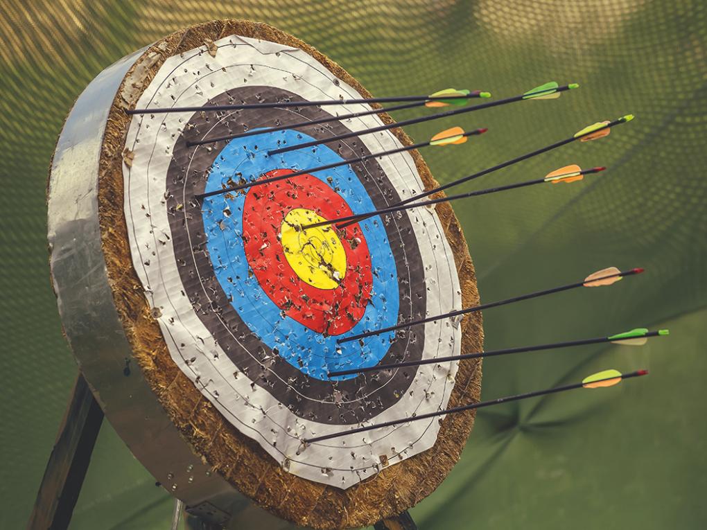 Zielscheibe mit Pfeilen