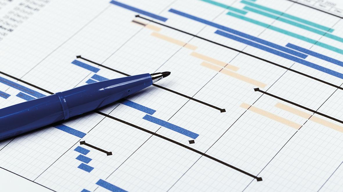 Projektplaner mit Stift